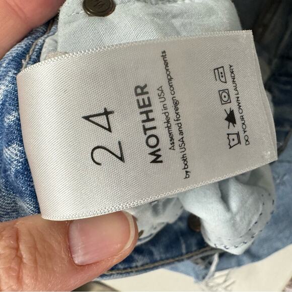 Mother Tomcat High Rise Blue Jeans Womens 24 Straight Leg Cropped Light Wash - Picture 13 of 13